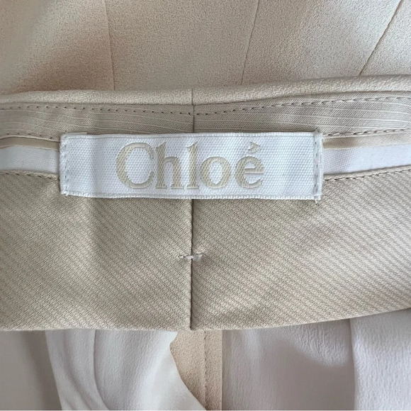 Chloe Silk-Blend Trouser Pants Vanilla Cream - Picture 8 of 8